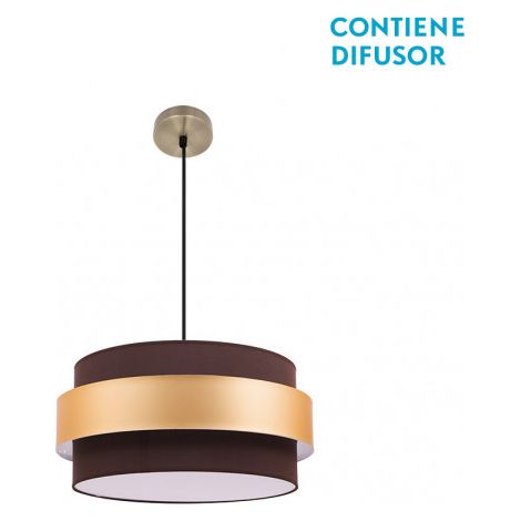 Lampada a sospensione Bremen Pelle/Marrone-Oro 3xE27 (4090xØ40x40cm)