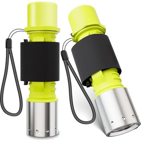 Lampe de plongée rechargeable, lampe torche LED à haut flux lumineux pour la plongée en apnée et la plongée sous-marine, adaptée aux sports sous-marins (lot de 2) (piles non incluses).