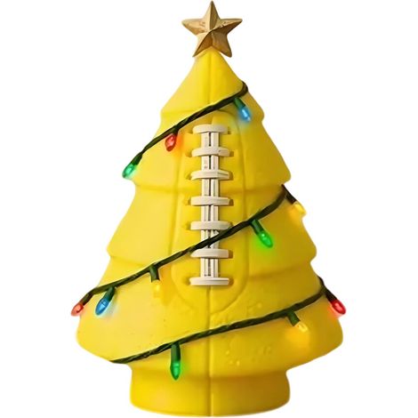 Divertido árbol de Navidad con forma de balón de fútbol y detalles amarillos. (1/2)