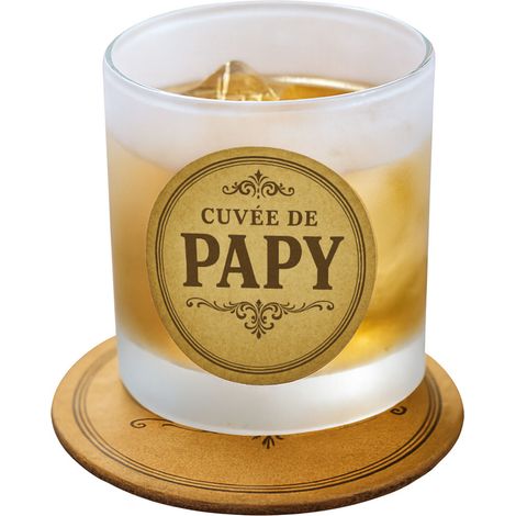 Verre avec sous-verre cuvée de papy (1/4)