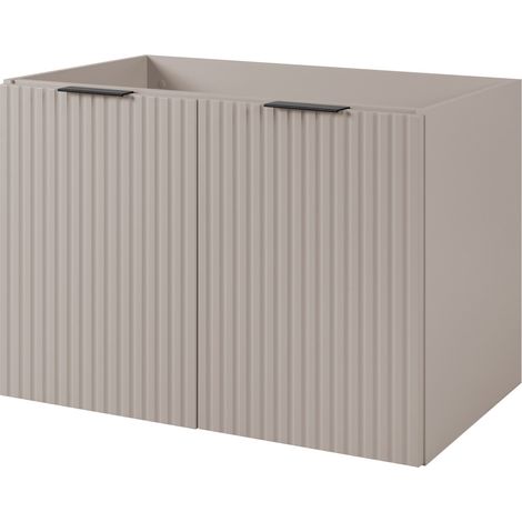 Furnidea - Meuble suspendu sous lavabo FLOW CACHEMIRE 80 cm - 2 portes - façades rainurées (1/5)