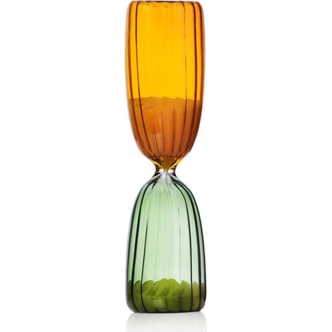 Sablier 5 Minutes, Vert - Ambre, Collection Times, Verre borosilicaté, fabriqué à la Main (1/2)