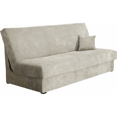Mobilier1 – Canapé convertible Columbus – 3 places – Mécanisme Click-Clack – Dimensions 80x175cm – Boîte de literie intégrée – Tissu velours