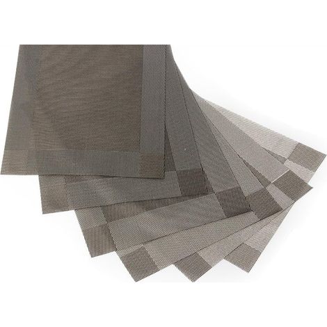 LEMROE Sets de Table lavables Antidérapant 30 x 45 cm Lot de 6 PVC Gris (1/5)