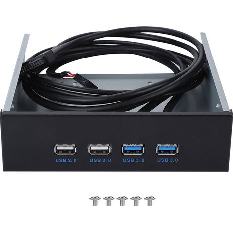 Baie de lecteur optique métallique 4 ports USB 3.0/2.0 avec connecteur 19/9 broches 5,25 pouces (1/5)