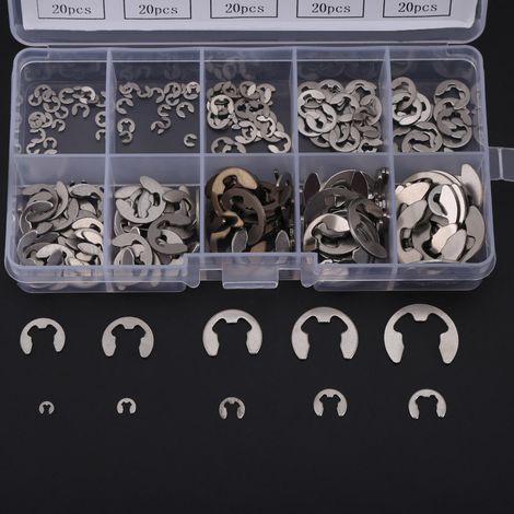 200-teiliges Set aus E-Clips, E-Ringen und Sicherungsringen aus Edelstahl M1,5 M10 (1/5)