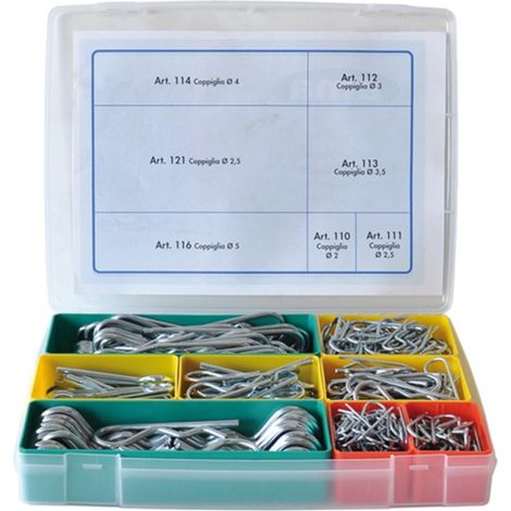 Assortimento coppiglie in cassetta 330 pezzi per ogni esigenza di fissaggio e manutenzione