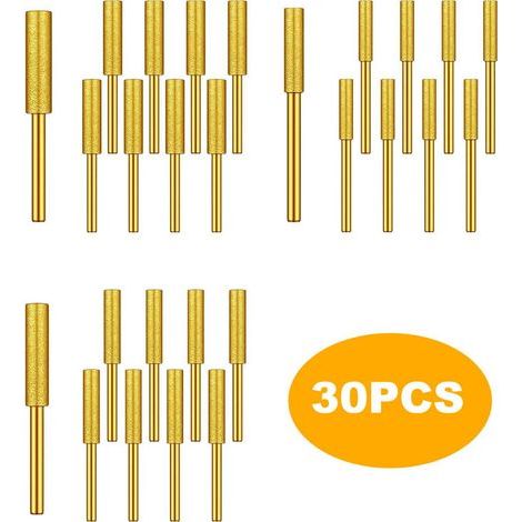Lot de 30 mèches diamantées pour tronçonneuse, haute dureté, plaquées titane, pour meuleuse d'angle, pour tronçonneuse électrique, bijoux, pierres, 5/32, 3/16, 7/32 pouces (or) (1/5)