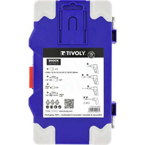 Tivoly • Confezione da 12 bussole Impact 1/2" e accessori (1/2)