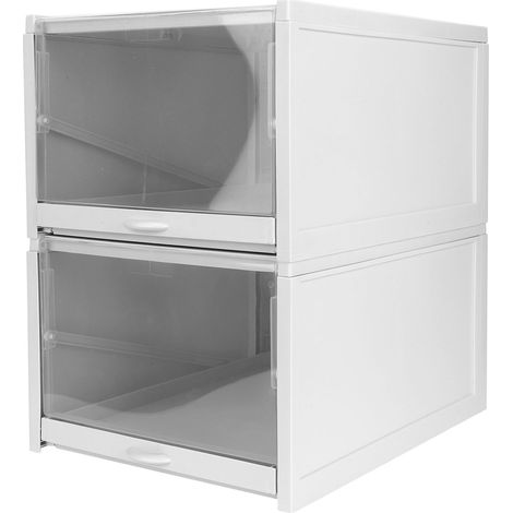 Boîte à chaussures en PP, tiroir de rangement, organisateur, armoire durable pour la maison, 2 pièces, grand format (33,2 x 25,8 x 18,3 cm) (1/5)
