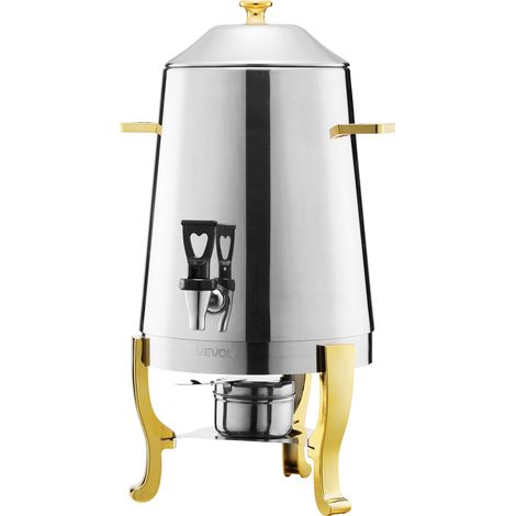 Distributeur de Boissons Capacité 13 L, Fontaine à Eau Chaude et Froide en Acier Inoxydable, avec Brûleur à Alcool et Robinet, Distribution de Thé, Idéal pour Restaurants Hôtels Cafés Fêtes (1/5)