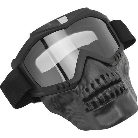 Motorradbrille mit Totenkopf-Motiv, Motocross-, Quad- und Offroad-Rennbrille für Damen und Herren, transparent (1/5)