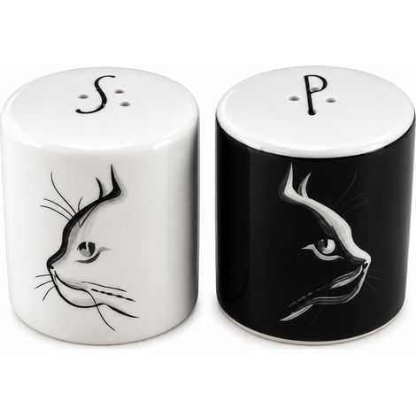 Salière et poivrière chats noir et blanc (1/2)