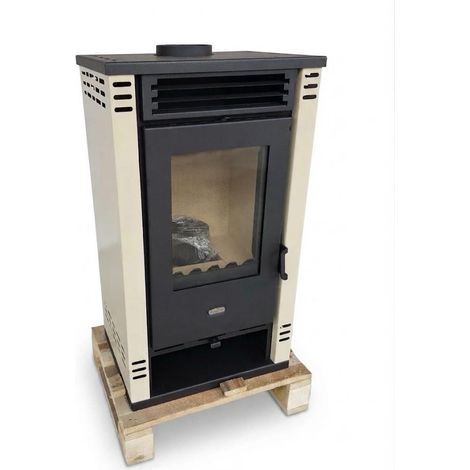 Stufa a legna Prity K2 GT da 8,1 kW colore bianco in acciaio (1/5)