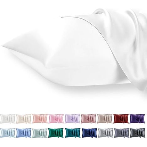 Satin pillowcase 50x70 two-piece set, white, hair-care pillowcase, similar to silk pillowcase, 50x70 pillowcase, Oeko-Tex (1/5)