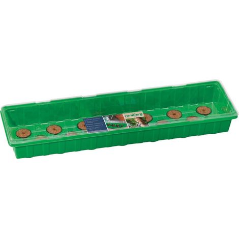 Romberg CLASSIC Anzuchthaus L PLUS COCO Grün 54 x 12 cm & 20 Kokos-Quelltabletten (1/4)
