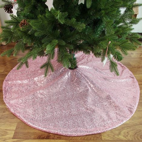 Ardoise De Sapin De Noël - 90 Cm De Diamètre - Tissu Souple Et Brillant - Pour Sapin De 90 À 150 Cm - Rose - 1 Pièce (1/5)