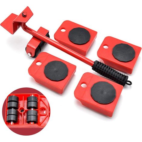 royaluxe -Kit de Deplace Meuble Lourd sans effort, Roulette Charge Lourde, Deplace Meuble Lourd, avec 1 Tige de Levage et 4 Roulettes de Déplacement pour Soulever et Déplacer des Meubles Charge 225KG (1/5)
