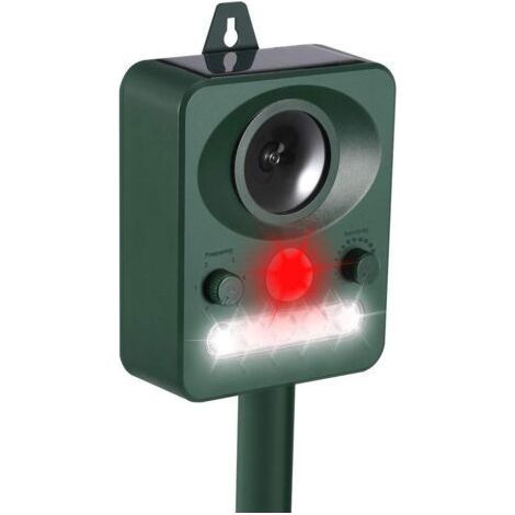 Ultrasonic Cat Repeller, Waterproof Repeller Solar or USB Charging, Adjustable Frequency Animal Repellent and LED Lamp Cats, Dogs and Foxes for Gardens and Fields -INHHU (1/5)