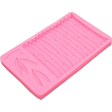 Chinesische Bambus-Silikonform mit Stängel- und Blattmuster für Gebäck, Tortendekoration, DIY-Schokolade, rosa (1/5)