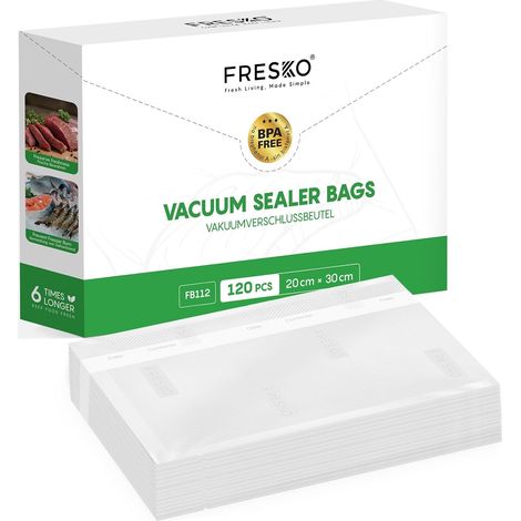 Sacs Sous Vide Alimentaire, 20x30 cm 120 Sachets, Gaufrés Commerciaux, Conservation, Congélation et Cuisson Sous Vide, sans BPA, adaptés à Toutes les Machine (1/5)