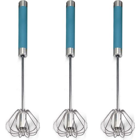 Fouet à œufs semi-automatique en acier inoxydable, mélangeur rotatif manuel pour cuisine, batteur à main 3 pièces pour mélanger et battre les ingrédients (1/5)