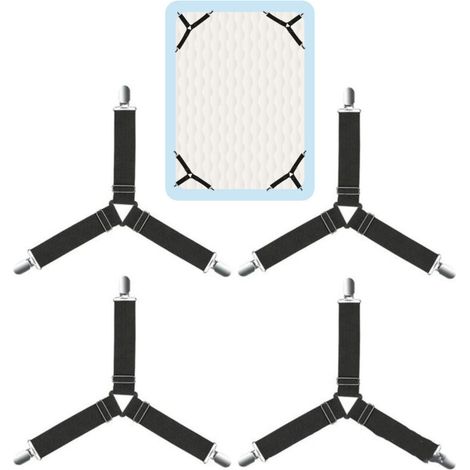 4 pièces Sangles de Fixation de Housse de Couette Ajustables, Attaches Universelles pour Matelas et Protections de Literie Noires