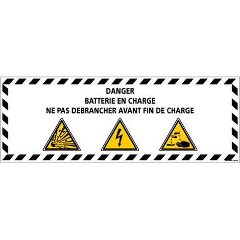 Panneau - DANGER BATTERIE EN CHARGE (C1336) - Aluminium 2 mm - 980 x 350 mm