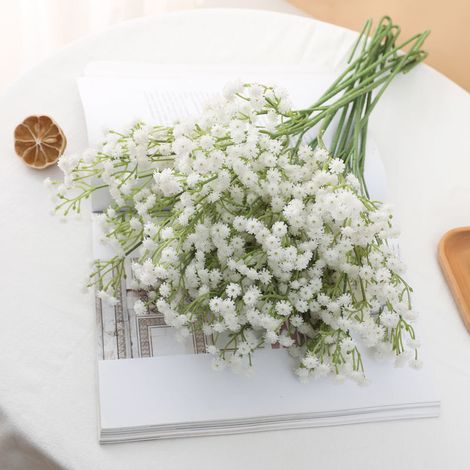 Fleurs artificielles de myosotis bleues et roses, fleurs séchées de gypsophile, bouquet de marguerites, décoration d'intérieur pour salon, fausses fleurs