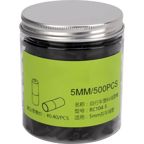 500 pièces embouts de gaine de frein vélo en plastique 5mm, finition brillante, matériau polyéthylène haute densité (1/5)