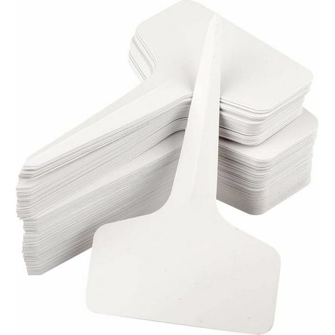 DEESSE SHOP - 100 pièces marqueurs de plantes de type T en plastique blanc, marqueurs de jardin imperméables durables étiquettes de semis (1/5)