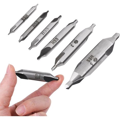 6 pièces Forets à Centrer HSS 60° - Tailles 1, 1.5, 2, 2.5, 3, 5mm - Kit de Perçage de Précision (1/5)