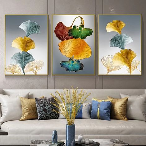 Lot de 3 Tableaux Toile Abstraits, Peinture Murale Moderne, Décor Salon Chambre Bureau, Prêt à Accrocher, Décoration Intérieure Maison (1/4)
