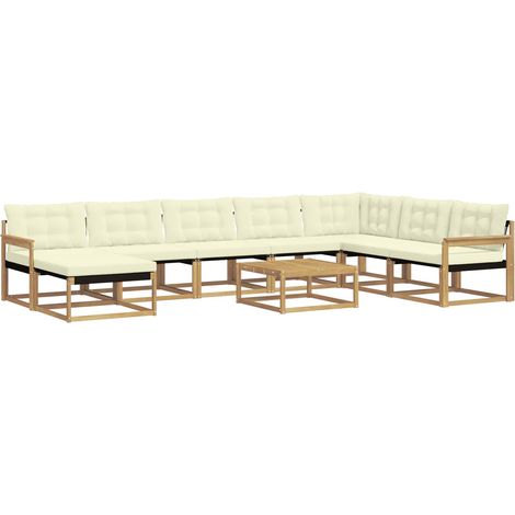 Set di divani da esterno 9 pz Bianco e Crema vidaXL (1/5)