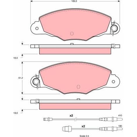 Kit de plaquettes de frein, frein à disque TRW Automotive GDB1336 CITROËN