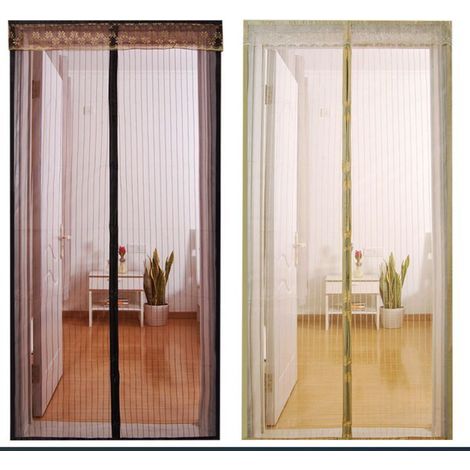 Rideau de porte contre insectes Moustiquaire Porte Magnétique 80x205cm Magnétique Noir (1/4)