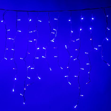Luccika stalattiti tenda a pioggia 5 metri con 380 luci di Natale a Maxi Led Blu con flash Bianco Ghiaccio per esterno e interno Blu 5x1 metri - 380 Maxiled (1/5)