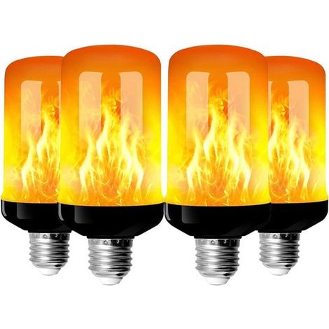 Luces LED con efecto llama, juego de 4 bombillas LED E27 con efecto llama, luces LED intermitentes, adecuadas para Halloween, Navidad y fiestas. (1/2)