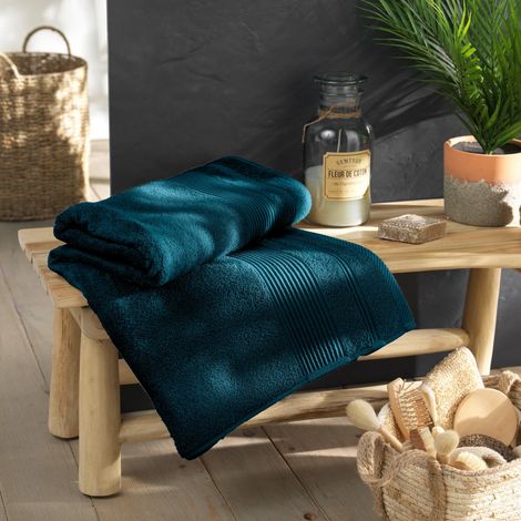 Drap de bain 90 x 150 cm – Coton éponge uni Tendresse Indigo – 500 g/m²