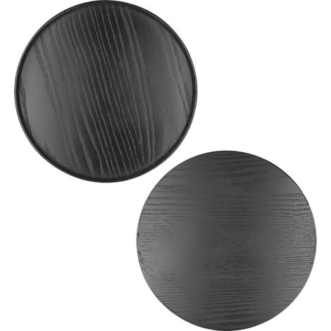 Plateau de service en bois rond pour fruits et aliments, idéal pour cuisine maison ou hôtel, diamètre 30 cm noir (1/5)