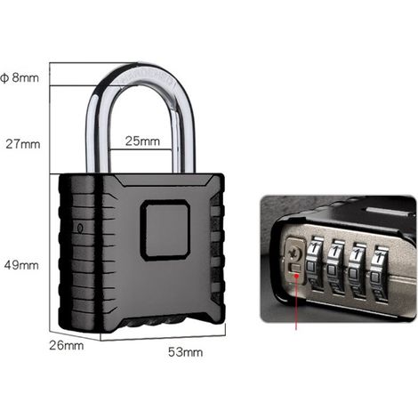 Cadenas à combinaison noir 4 positions en alliage zinc diamètre 8mm 270g, pour portail, école et garage (1/4)