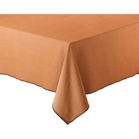Nappe de Table Carrée en Coton Recyclé pour Salle à Manger, Coloris Caramel, 140 x 140 cm - PANGIVO (1/3)