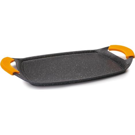 Plancha Fonte Aluminium - 1 Unité - Style Pierre - Antiadhésif Induction - Viande Poisson - 36x23cm (1/5)