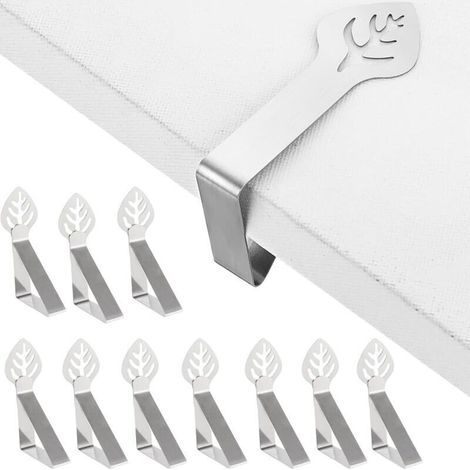 10 Stück Tischdeckenklammern, dekorative dicke Tischdeckenklammern aus Edelstahl, rutschfeste Tischdeckenklammern, Tischdeckenbefestigungen für den Außenbereich, für Picknicks, Grillfeste, Hochzeiten, (1/4)