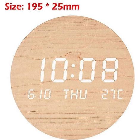Horloge murale numérique LED ronde à suspendre, idéale pour le salon et la chambre - affichage multifonctionnel avec fonctions température, date, heure et alarme (Modèle 1) (1/5)