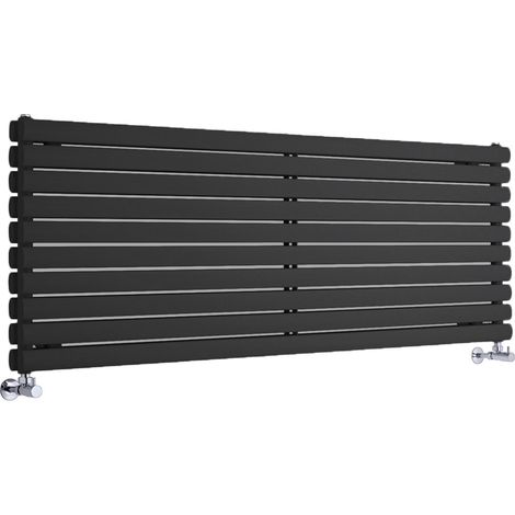 Hudson Reed Vitality – Radiateur Design Horizontal – Noir – 59 x 178cm Double Rang (1/5)