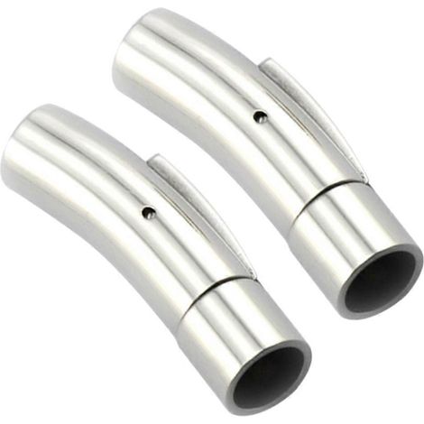fermoirs magnétiques en acier inoxydable adaptés aux embouts de cordon en cuir ronds de 3 mm de diamètre-3.00X0.30X0.30CM-Silver
