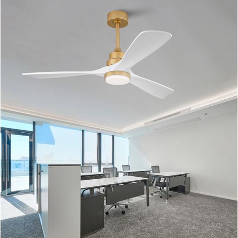 Ventilatore da soffitto Ø132 cm con luce, telecomando, 6 velocità, motore DC reversibile silenzioso, dimmerabile, bianco oro (1/5)