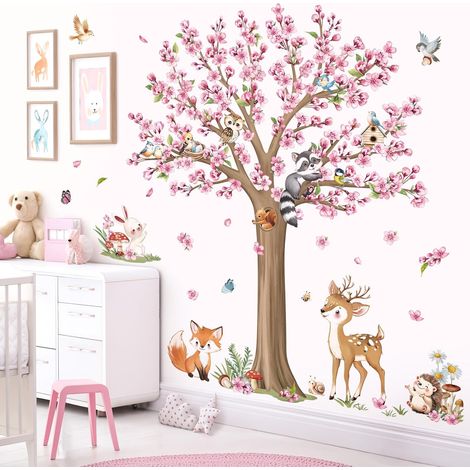 Sticker Muraux Fleur Cerisier Rose Arbre Autocollant Mural Foret (1/5)