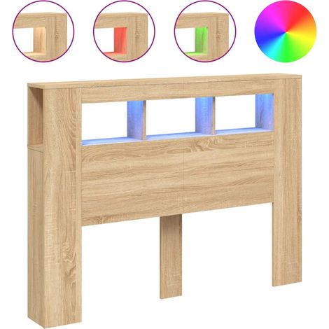 Maison Exclusive - Cabecero LED madera ingeniería roble Sonoma 14